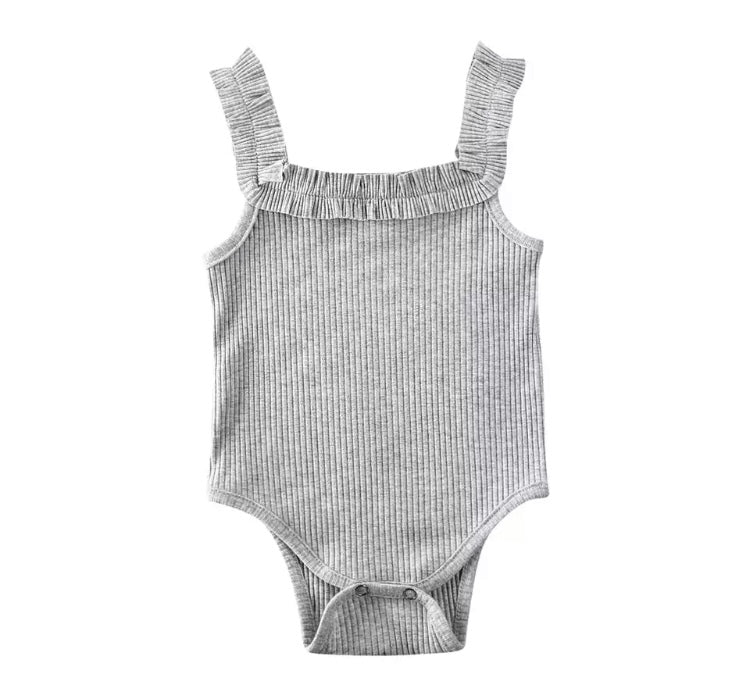 Grey Ruffle Bodysuit