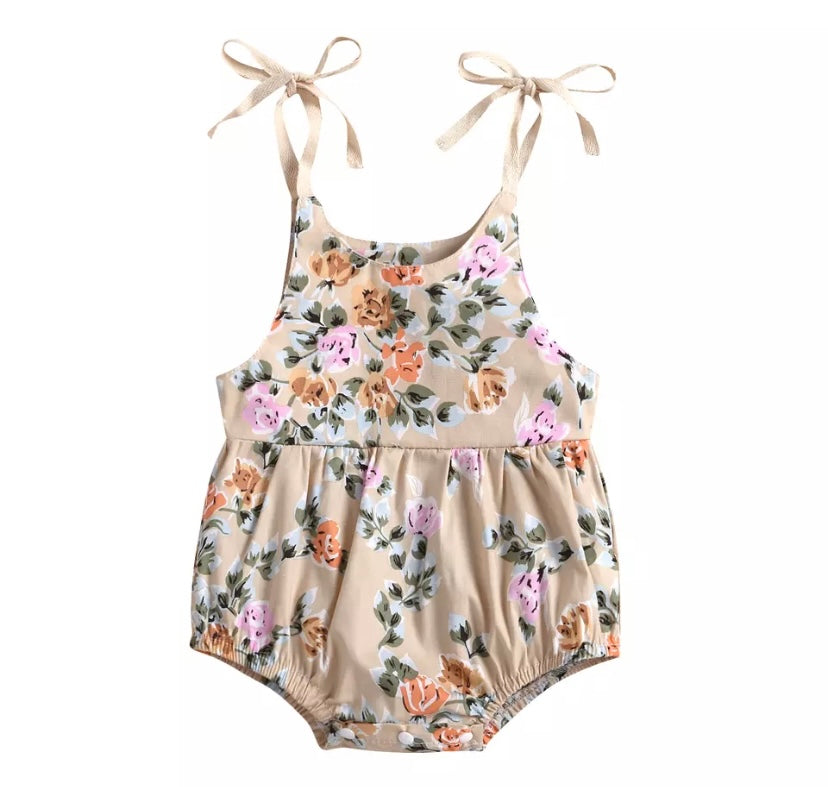 Beige Floral Romper