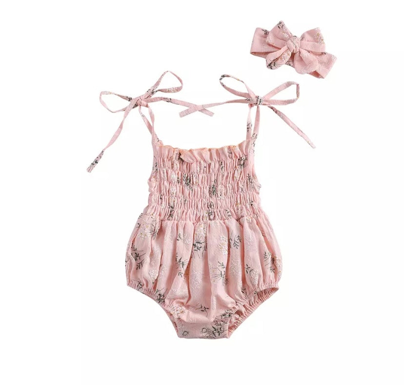 Pink Floral Bubble Romper