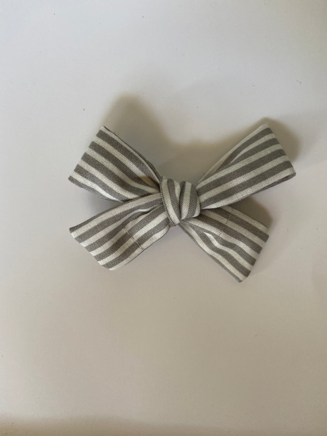 Grey Stripe Bow Clip