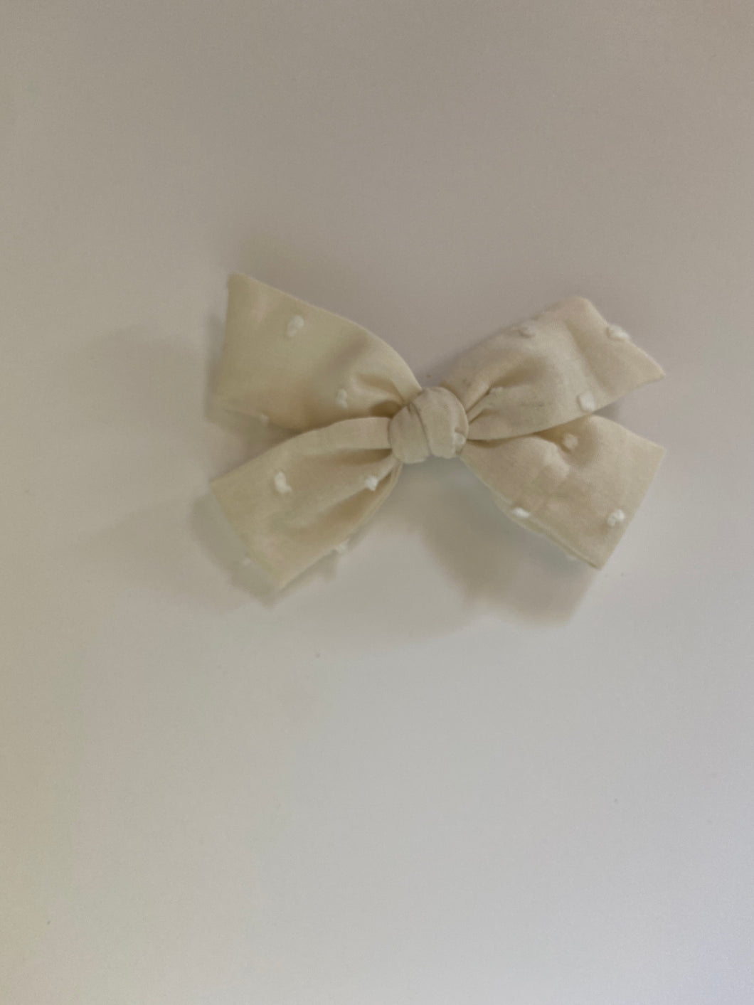 White Frill Dot Bow Clip