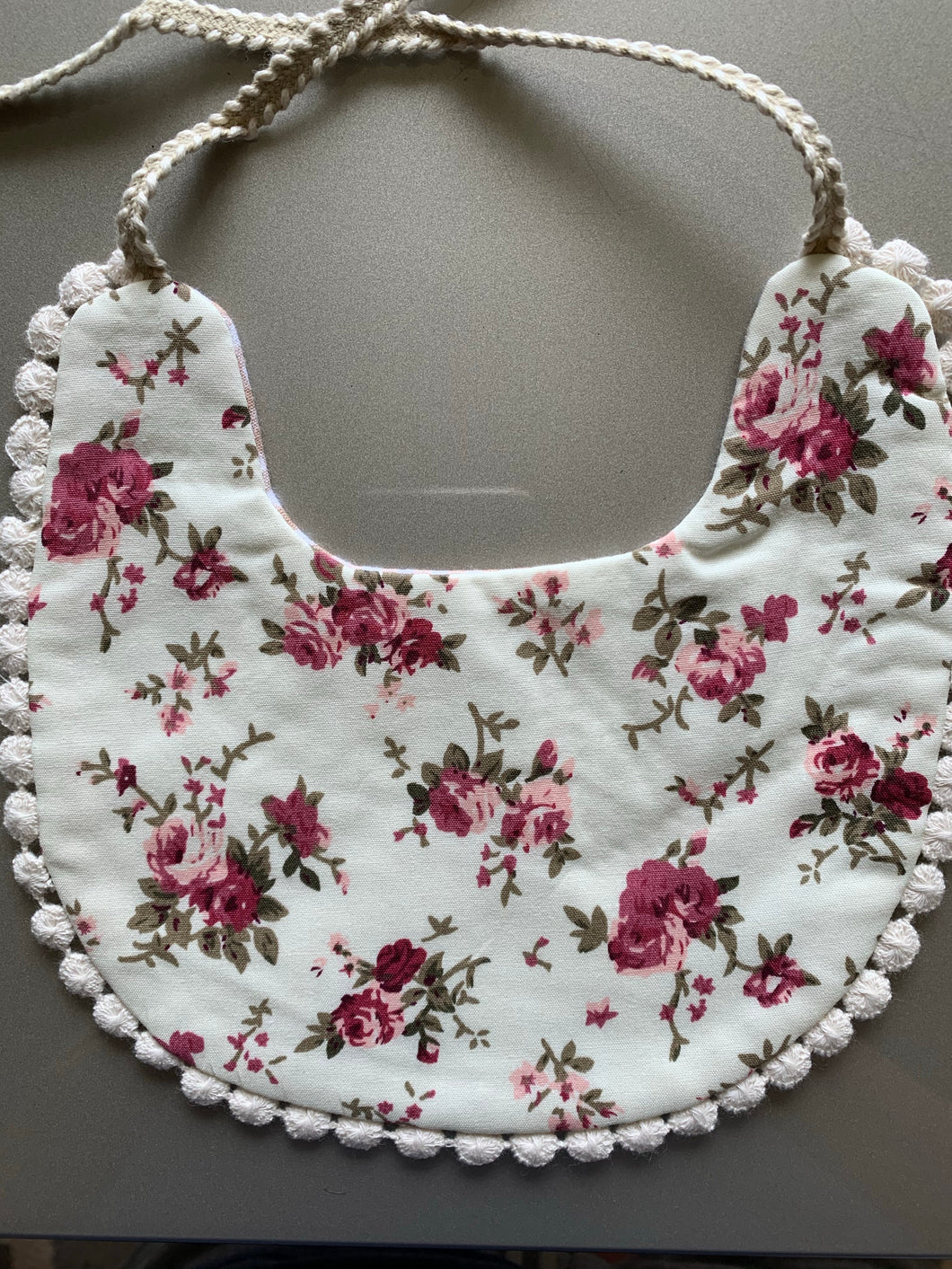 Reversible Floral & Checkered Bib