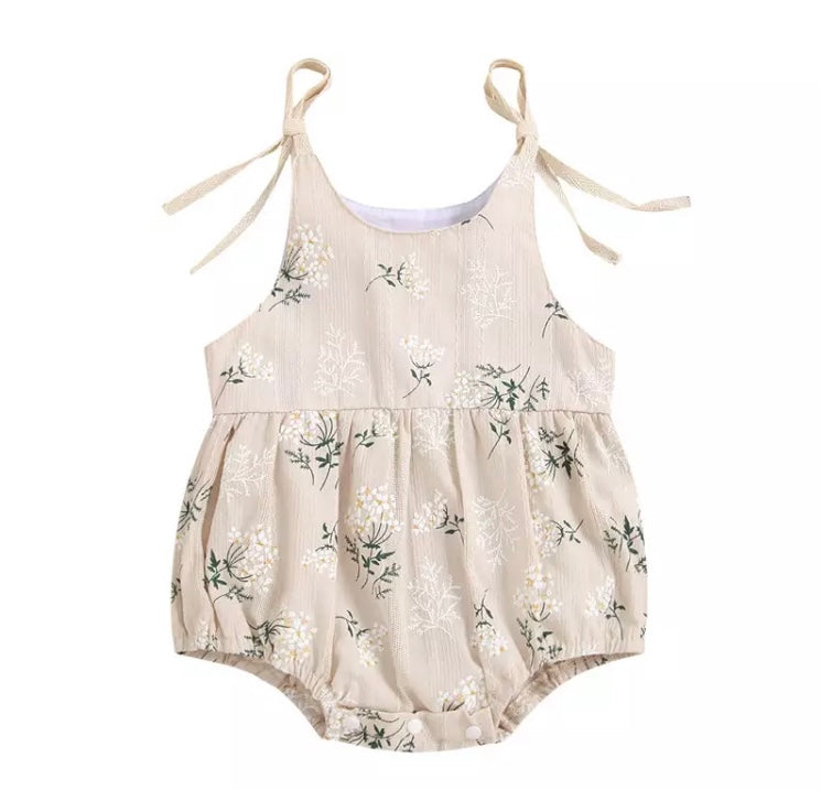 Beige Floral Romper