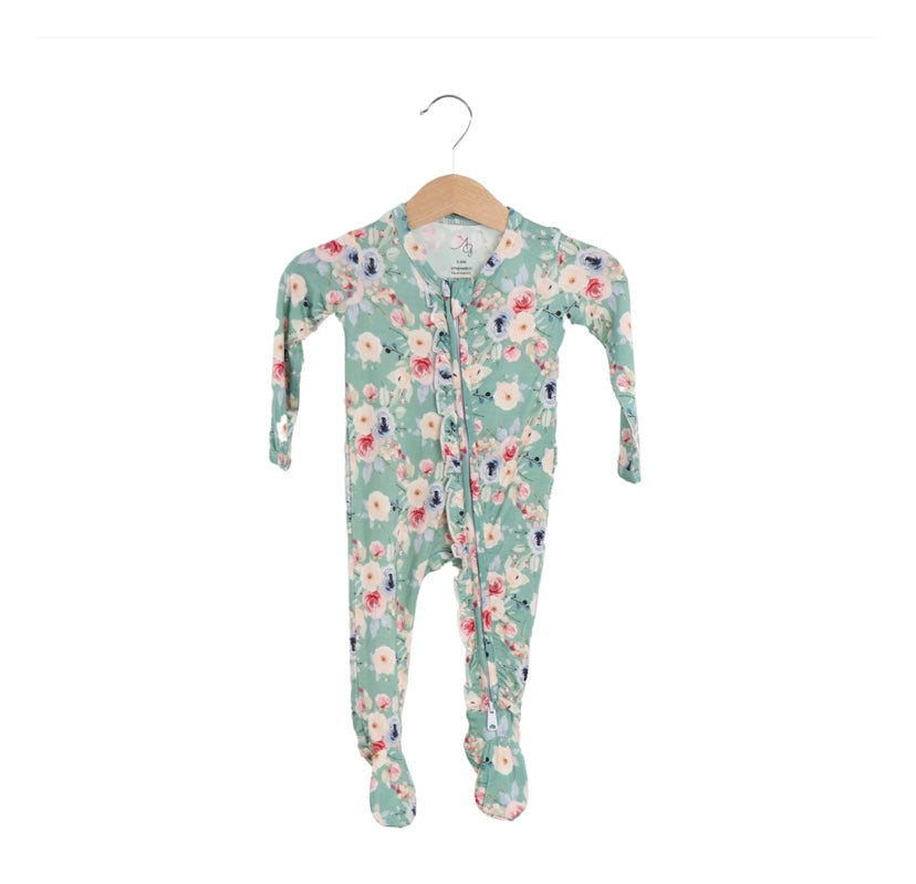 Blue Floral Ruffle Onesie